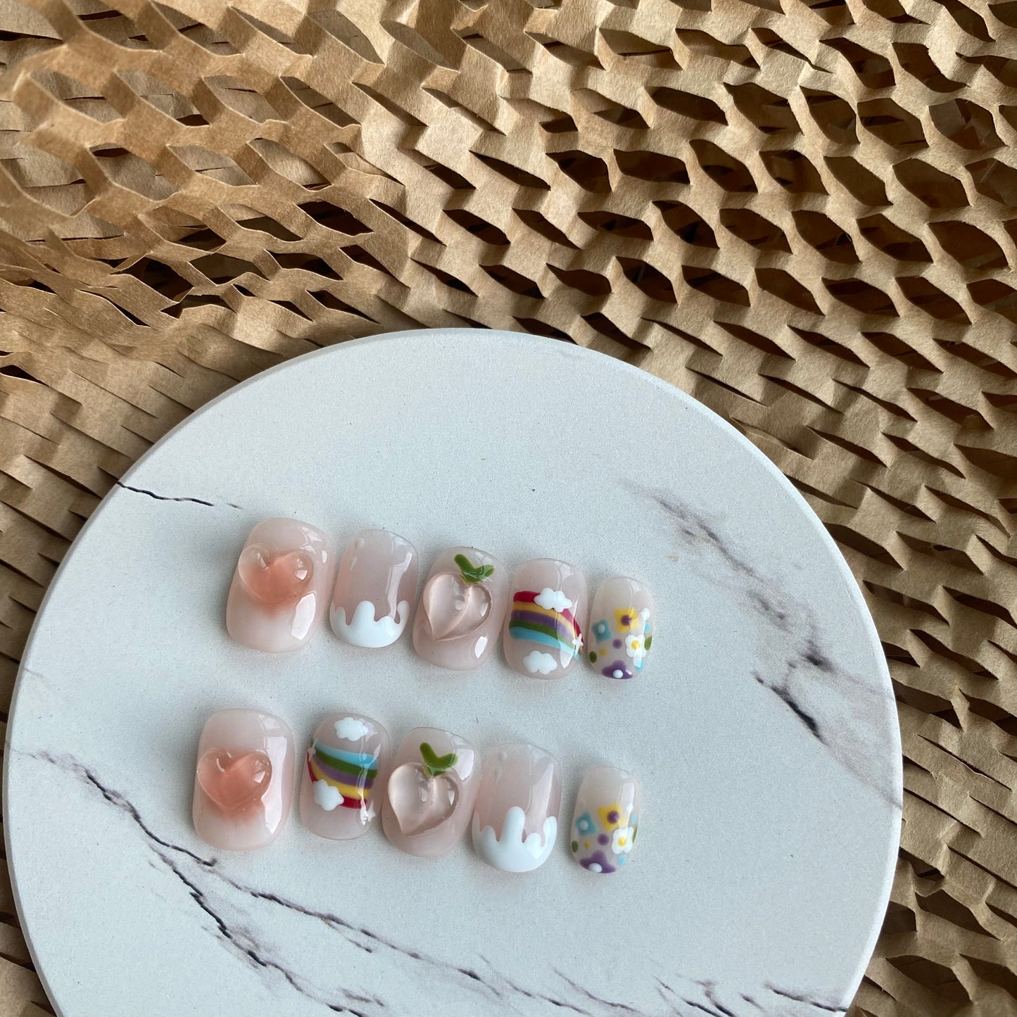 Peach, Rainbow and Flowers
